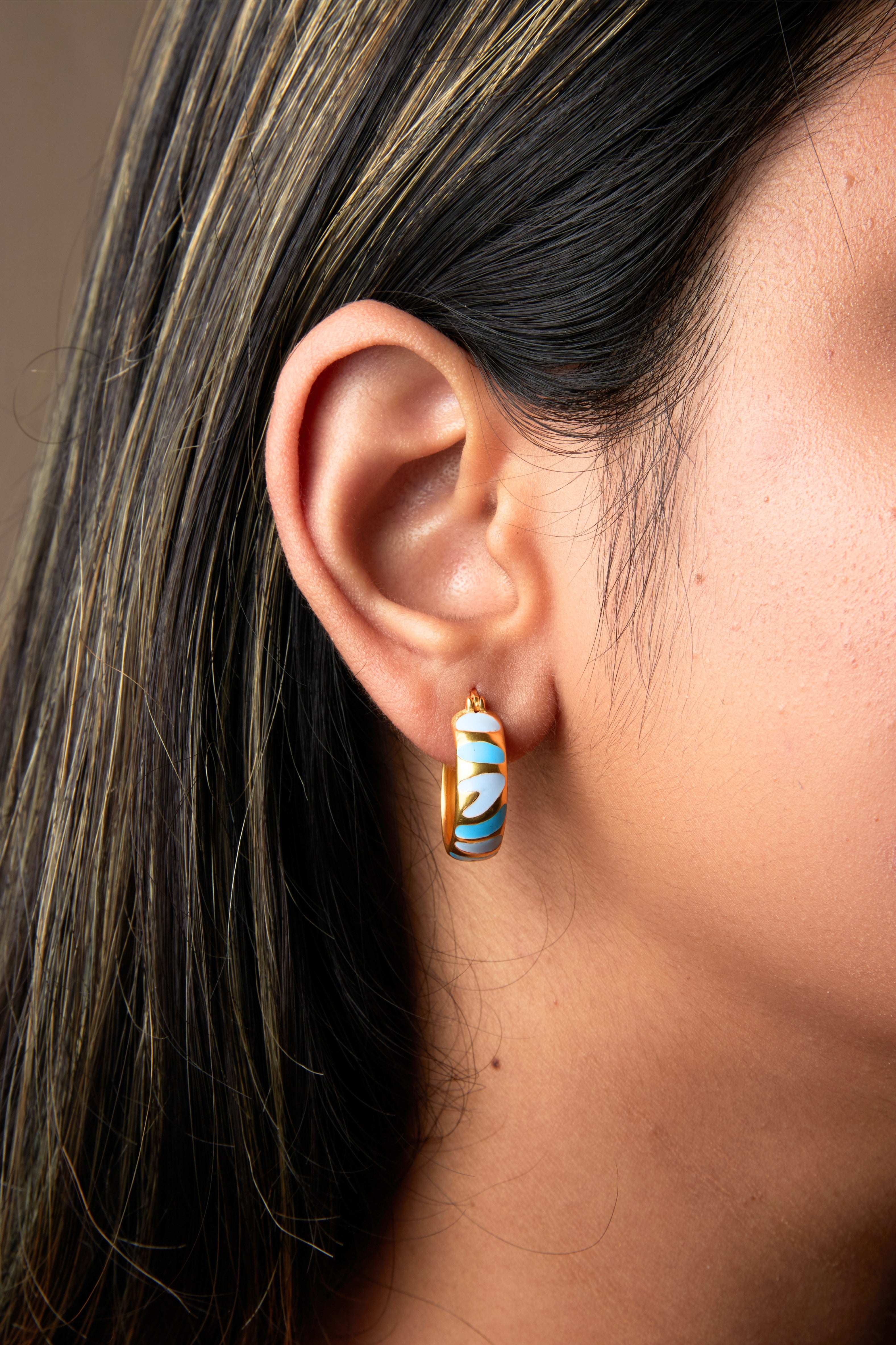Marbled Elegance Hoop Earrings